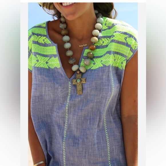 J. Crew Other - J Crew chambray/neon coverup